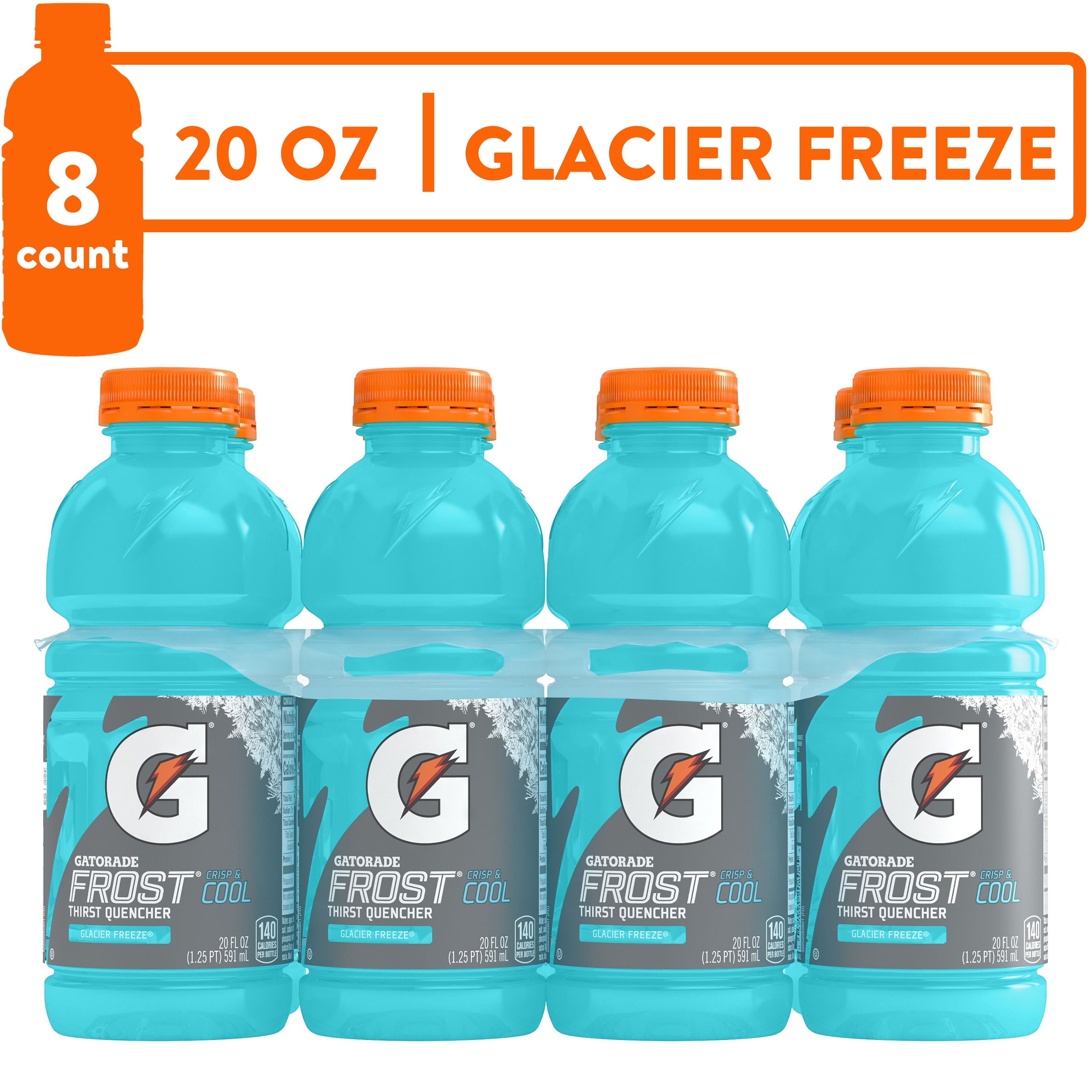 Gatorade Frost Glacier Freeze Thirst Quencher Sports Drink, 20 oz, 8 Pack  Bottles 