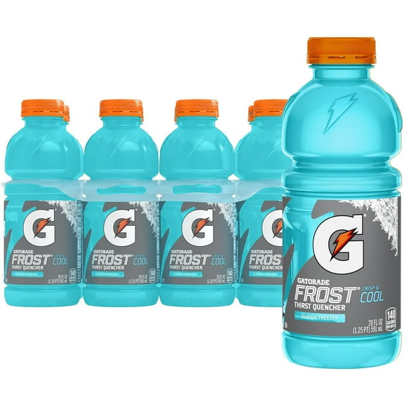 Gatorade Frost Thirst Quencher Glacier Freeze Sports Drinks, 20 fl oz, 8 Count Bottles