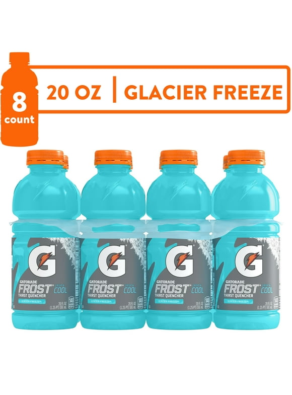 Gatorade Frost Thirst Quencher, Glacier Freeze Sports Drinks, 20 fl oz, 8 Count Bottles