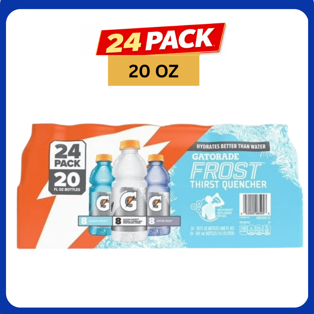 Gatorade Frost Thirst Quencher Sports Drink Variety Pack, 20 fl oz Bottles, 24 Pack – Electrolyte Enhanced Hydration
