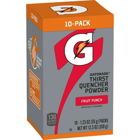 Gatorade Thirst Quencher Fruit Punch Sports Drink Mix Powder, 1.23oz, 10 Count Packets