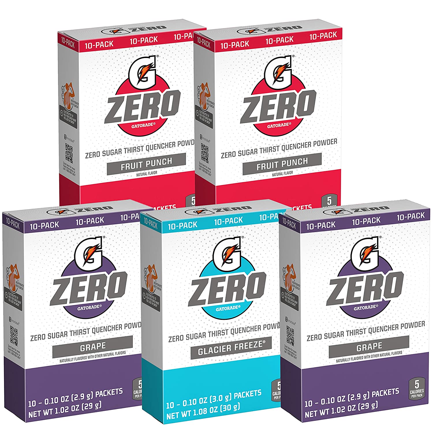 Gatorade G Zero Powder, Glacier Cherry Variety Pack, 0.10oz Individual