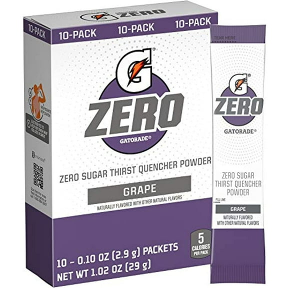 Gatorade G Zero Powder, Grape, 0.10oz, Pack of 10