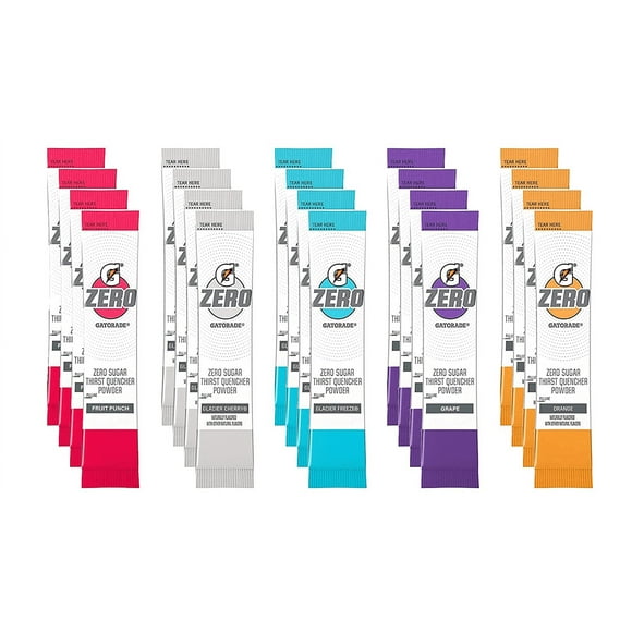Gatorade G Zero Powder, Individual Packets, 5 Flavor Variety Pack - 4 of Each Flavor, Pack of 20 single servings-0.10oz *WITH LIMITED TIME BONUS 2 SINGLE LEMON LIME PACKET BUNDLE*