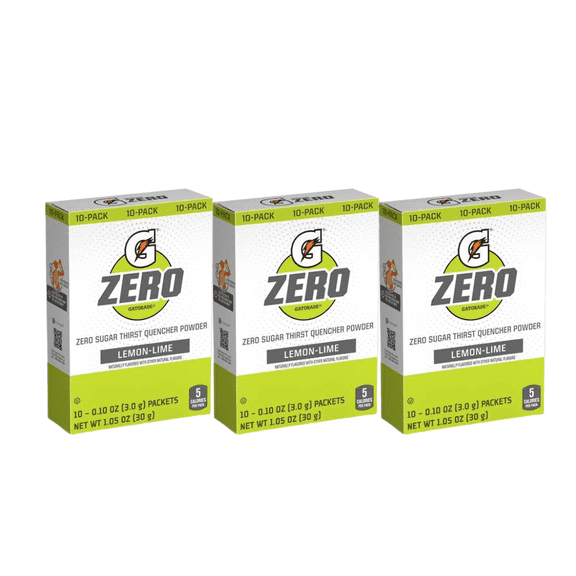 Gatorade G Zero Powder, Lemon Lime, 3 Boxes, 30 Gram
