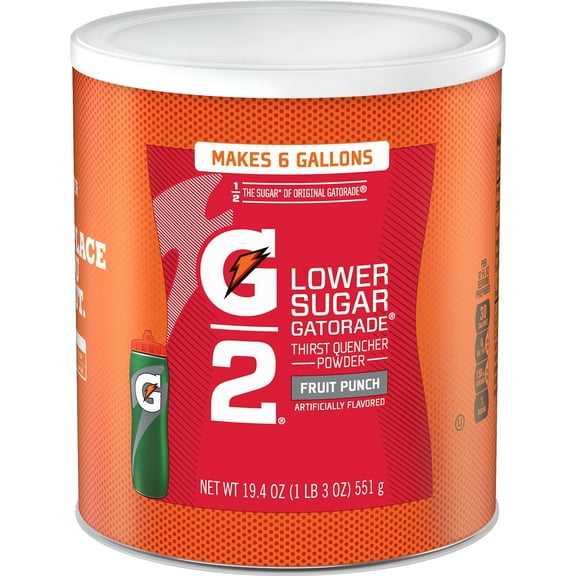 Gatorade G2 Low Sugar Fruit Punch Sports Drink Mix Powder, 19.4 oz Canister