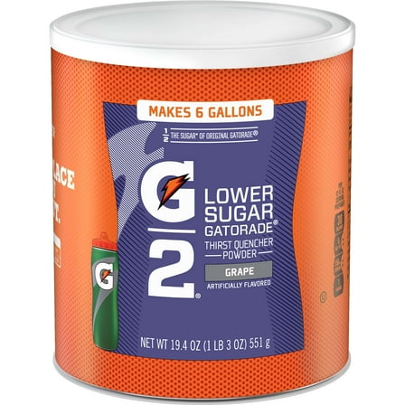 Gatorade G2 Low Sugar Grape Sports Drink Mix Powder, 19.4 oz Canister