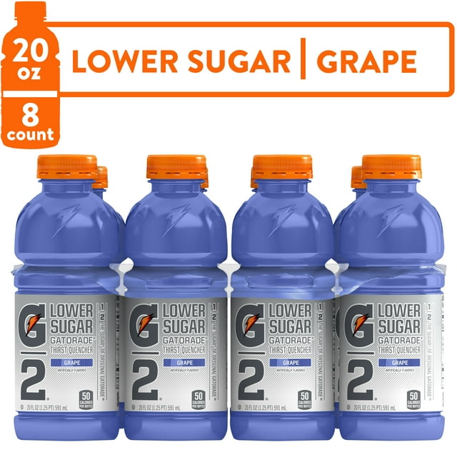 Gatorade G2 Thirst Quencher Lower Sugar Grape Sports Drink, 20 fl oz, 8 Count Bottles