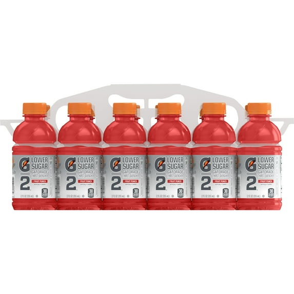 Gatorade G2 Lower Sugar Thirst Quencher Fruit Punch Sports Drink, 12 fl oz, 12 Count Bottles