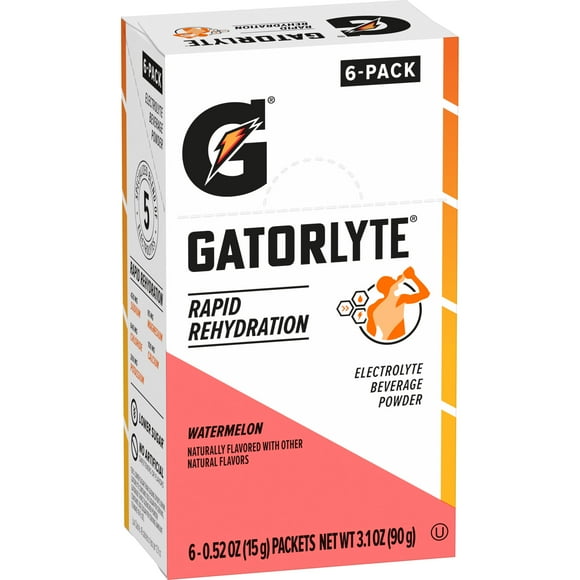 Gatorade Gatorlyte Rapid Rehydration Watermelon Flavor, Powdered Energy Drink Mix, 0.52 oz, 6 Count Packets