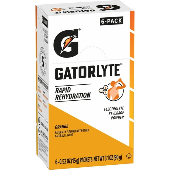 Gatorade Gatorlyte Rapid Rehydration Orange Flavor, Powdered Energy Drink Mix, 0.52 oz, 6 Count Packets