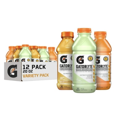 Gatorade Gatorlyte Rapid Rehydration Electrolyte Beverage, Variety Pack, 20 fl oz, 12 Count Bottles