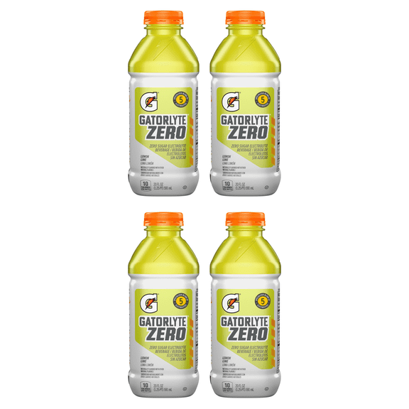 Gatorade, Gatorlyte Zero Electrolyte Beverage, Lemon Lime, 20 fl oz, (Pack of 4)