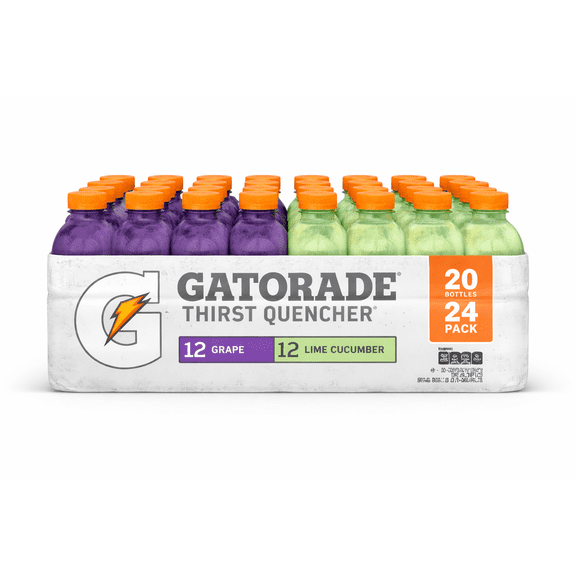 Gatorade Grape & Lime Cucumber Variety Pack Sports Drink, 20 fl oz Bottles, 24 Pack Electrolyte Hydration Beverage