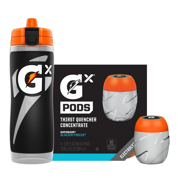 Gatorade Gx Hydration System – Black 30oz Squeeze Bottle + 4 Glacier Freeze Flavor Pods