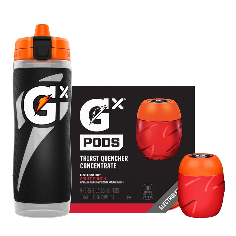 Gatorade Gx Hydration System – Black 30oz Squeeze Bottle + 4 Fruit Punch  Flavor Pods