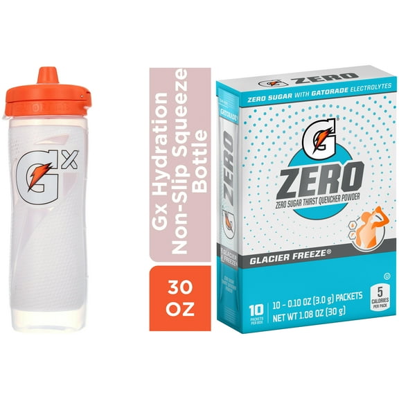 Gatorade Gx Hydration Bundle White Bottle + G Zero Powder Glacier Freeze (10 Count)