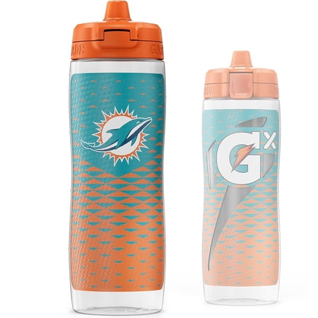 Gatorade Gx Miami Dolphins NFL 30 fl oz Non Slip Squeeze Water Bottle, Gx Hydration System