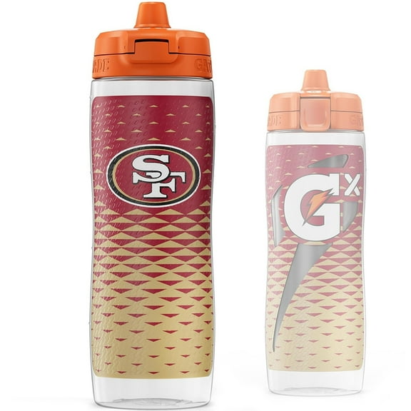 Gatorade Gx San Francisco 49ers NFL 30 fl oz Non Slip Squeeze Water Bottle, Gx Hydration System