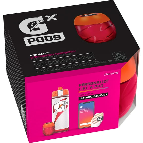 Gatorade Gx Sports Drink Mix Concentrate Pods, Strawberry Raspberry, 4 Count Pods