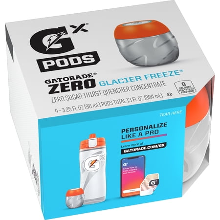Gatorade Gx Zero Sugar Sports Drink Mix Concentrate Pods, G Zero Glacier Freeze, 4 Count Pods