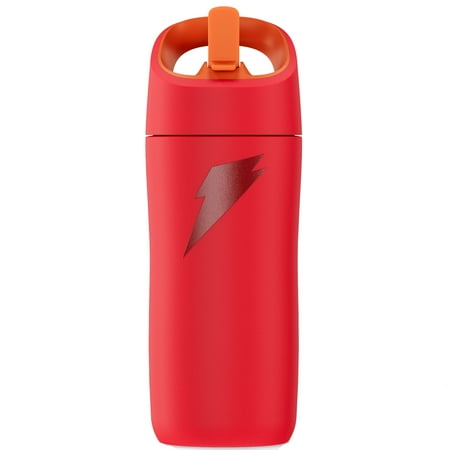 Gatorade Kid's Rookie Red Water Bottle with Straw Cap, (12oz), Stainless steel