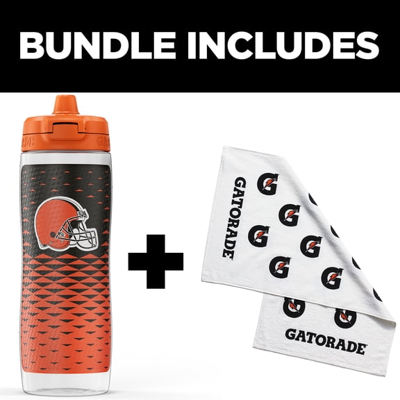Gatorade Gx Cleveland Browns NFL 30 fl oz Water Bottle & Sports Towel Bundle