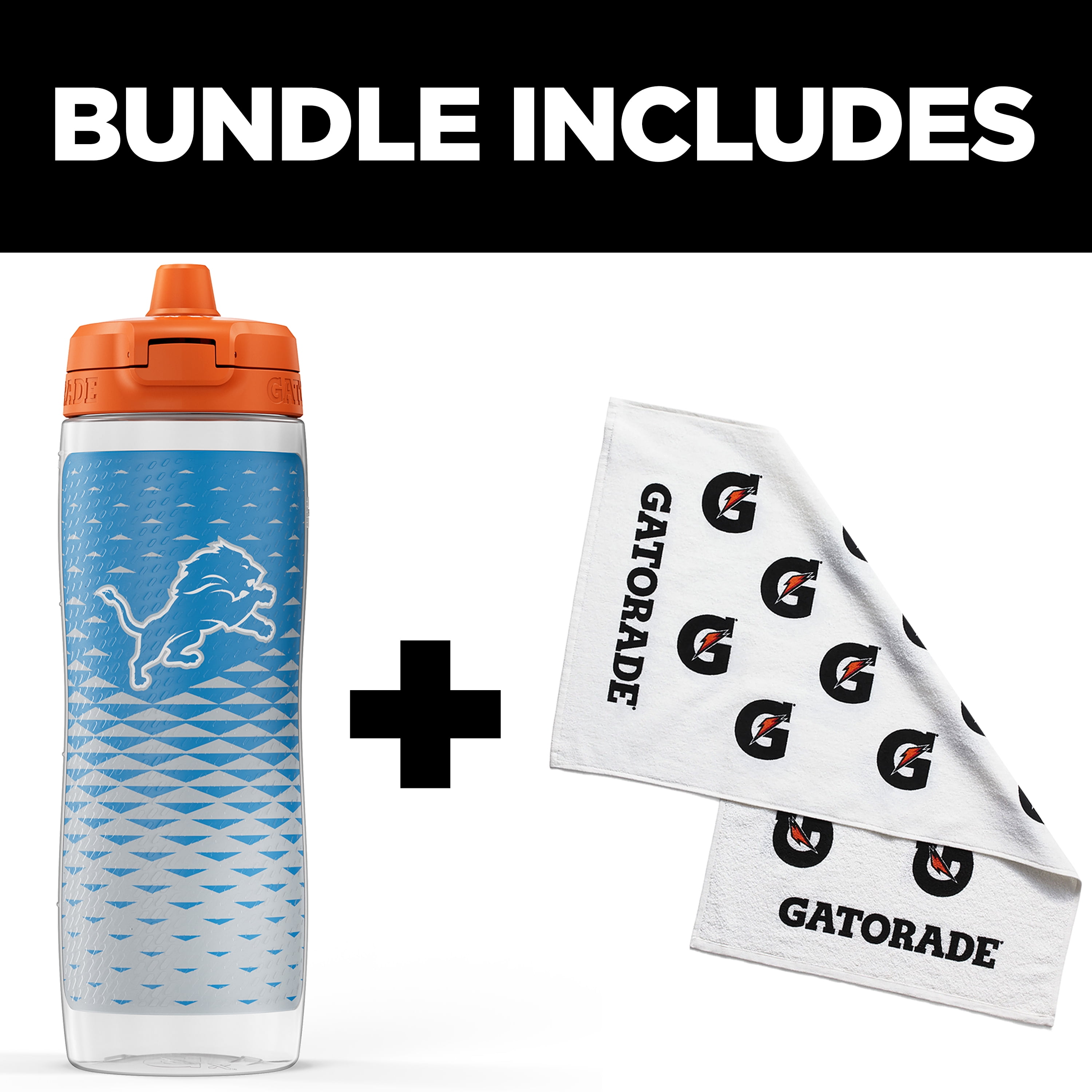 Gatorade Gx Detroit Lions NFL 30 fl oz Water Bottle & Sports Towel Bundle