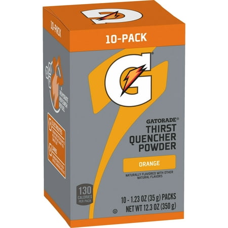 Gatorade Thirst Quencher Orange Sports Drink Mix Powder, 1.23oz, 10 Count Packets