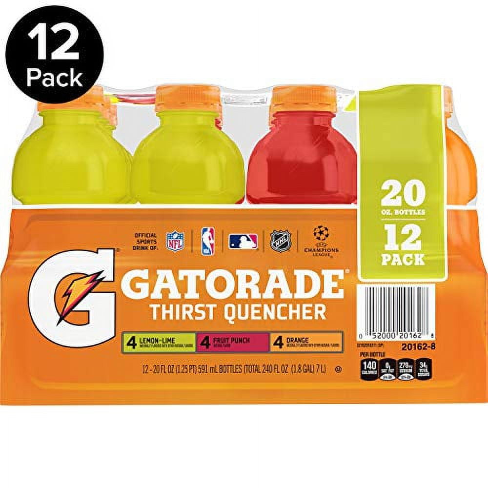 Gatorade Original Thirst Quencher Sport Drink Variety Pack 20 Ounce Bottles Pack Of 12