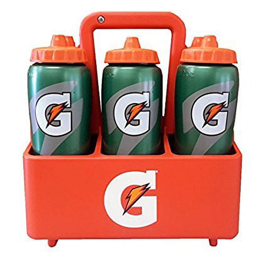 Green Gatorade squeeze water bottle with orange top 32 oz