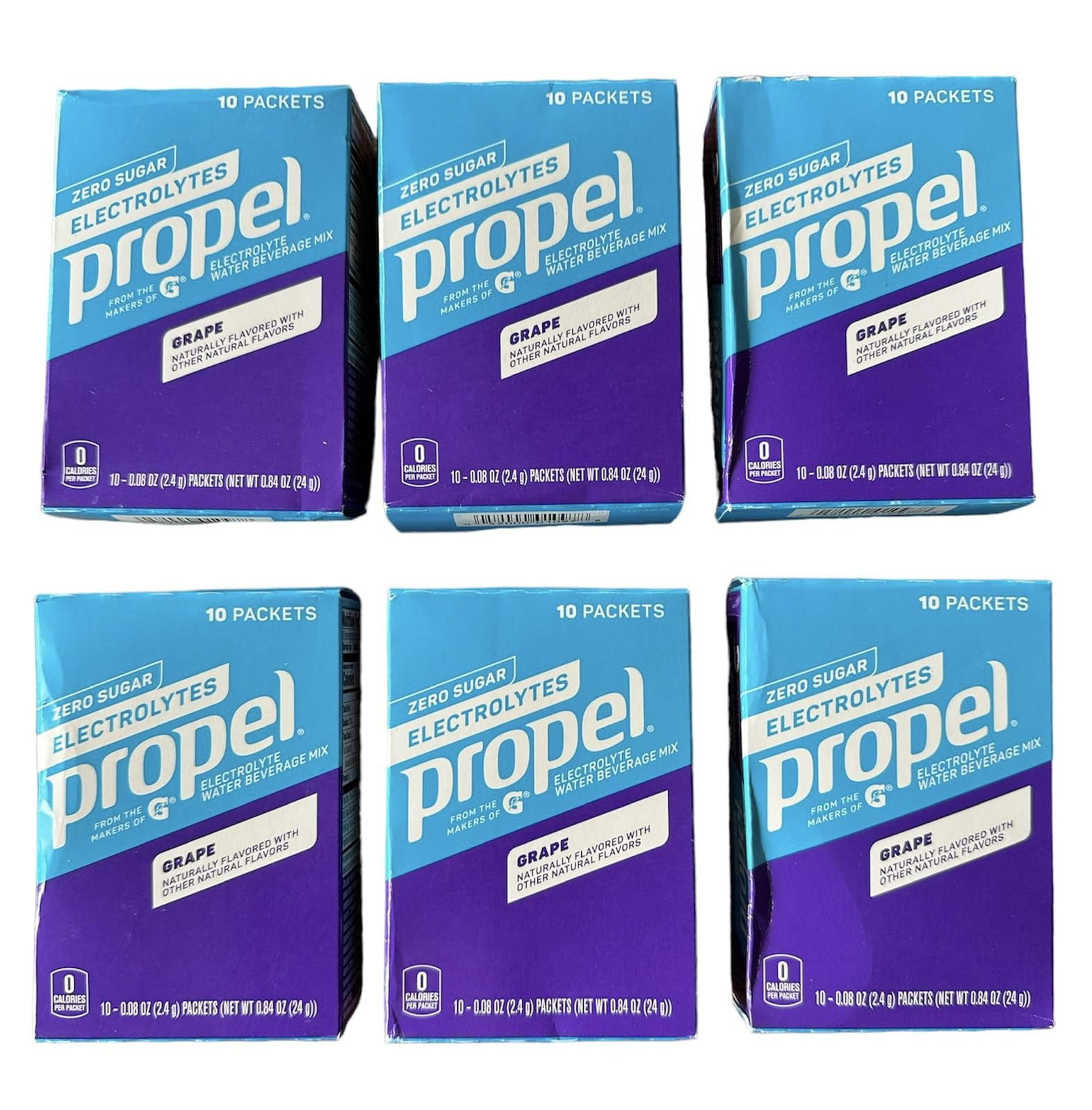 Gatorade Propel Zero Powder Packets Grape, 10Count (Pack Of 6