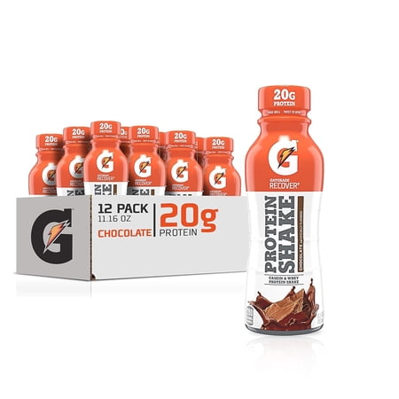 Gatorade Recover Protein Shake, Chocolate, 20G Protein, 11.6 Fl Oz Plastic Bottle, Pack Of 12 Packaging May Vary