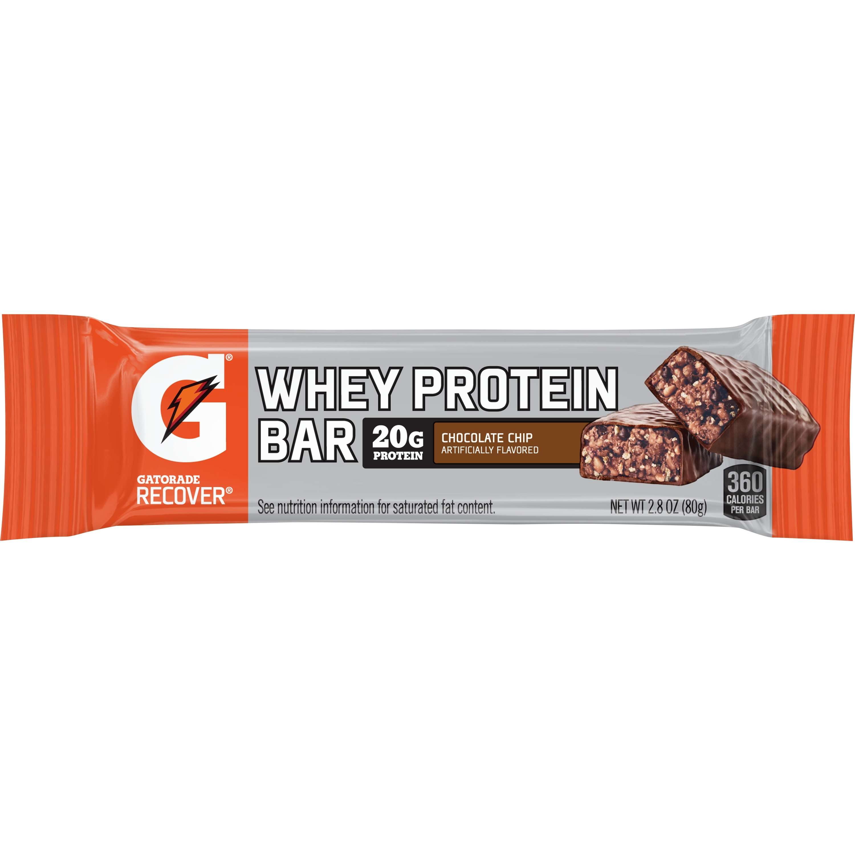 Gatorade Recover Whey Protein Bars, Chocolate Chip, 20g Protein, 12 Count