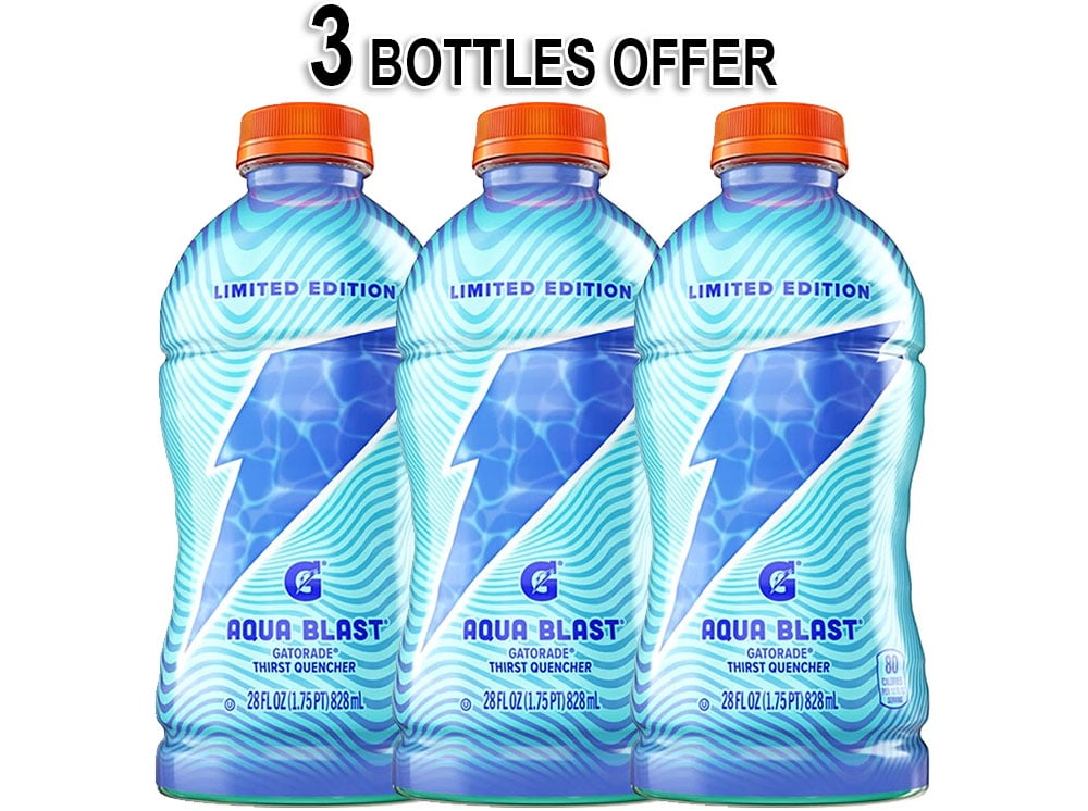 Gatorade Thirst Quencher Aqua Blast Sports Drink, 28 fl oz (3 Bottles Offer)
