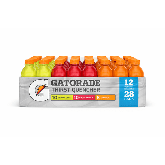 Gatorade Thirst Quencher Core Variety Pack Sports Drink, Lemon Lime, Fruit Punch & Orange, 12 fl oz Bottles, 28 Pack
