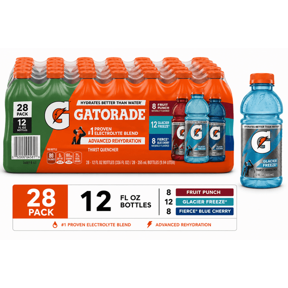 Gatorade Thirst Quencher Electrolyte Sports Drink Variety Pack, 28 Bottles, 12 fl oz Each Fl Oz Each