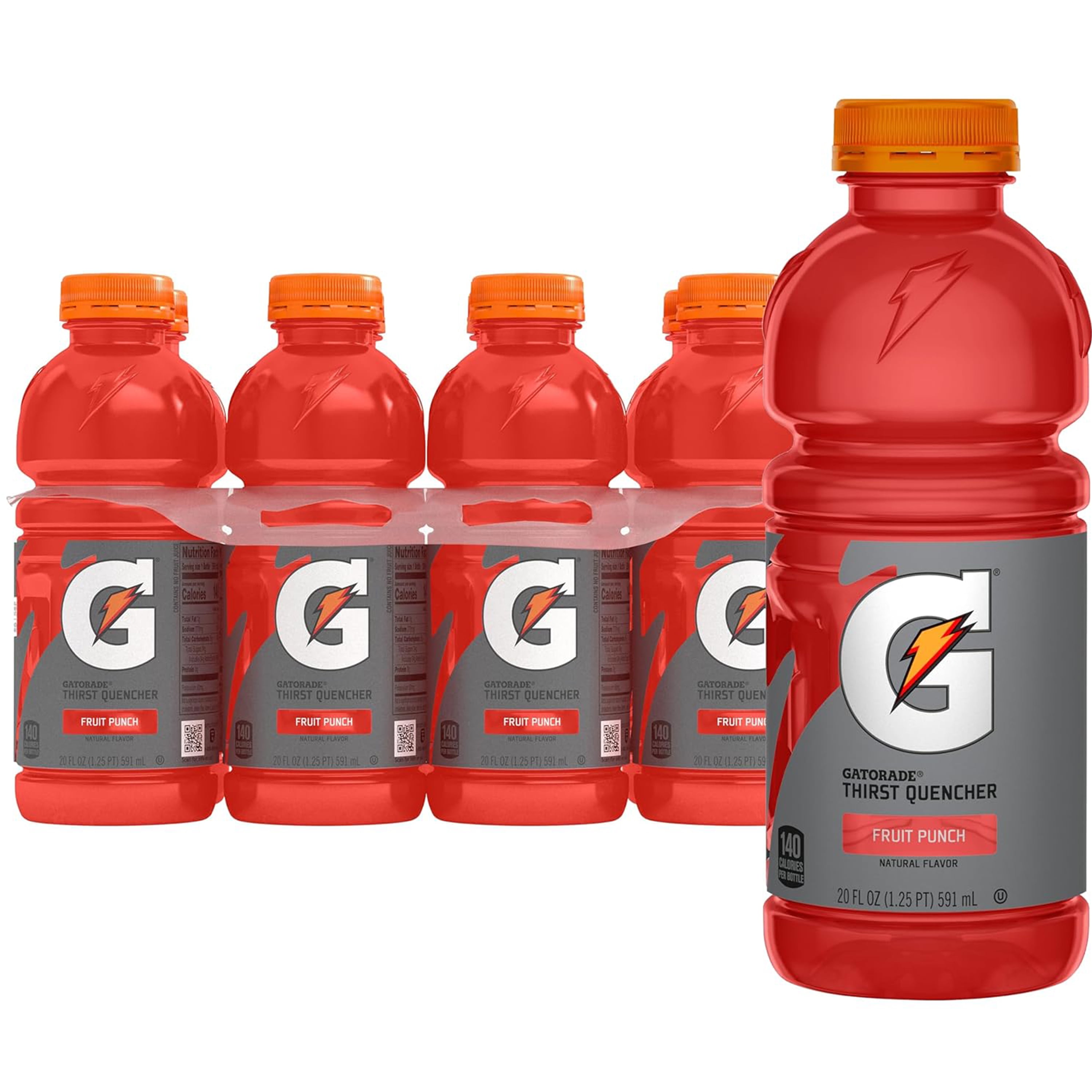 Gatorade Thirst Quencher Fruit Punch Sports Drinks, 20 fl oz, 8 Count Bottles