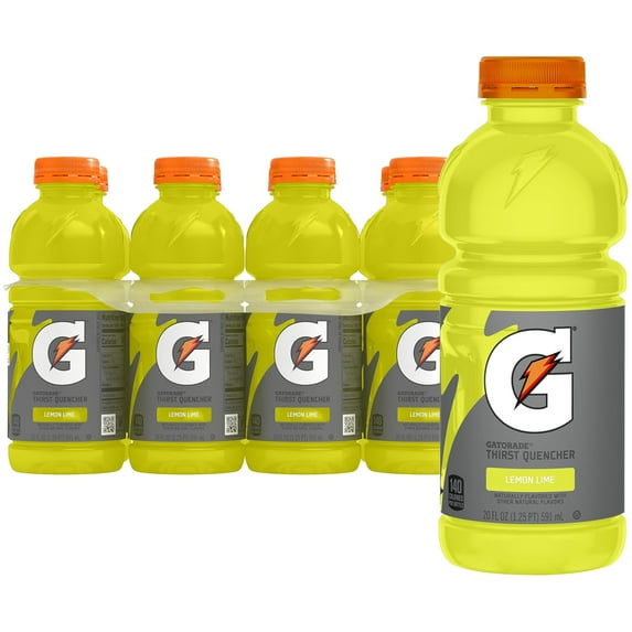 Gatorade Thirst Quencher Lemon Lime Sports Drinks, 20 fl oz, 8 Count Bottles
