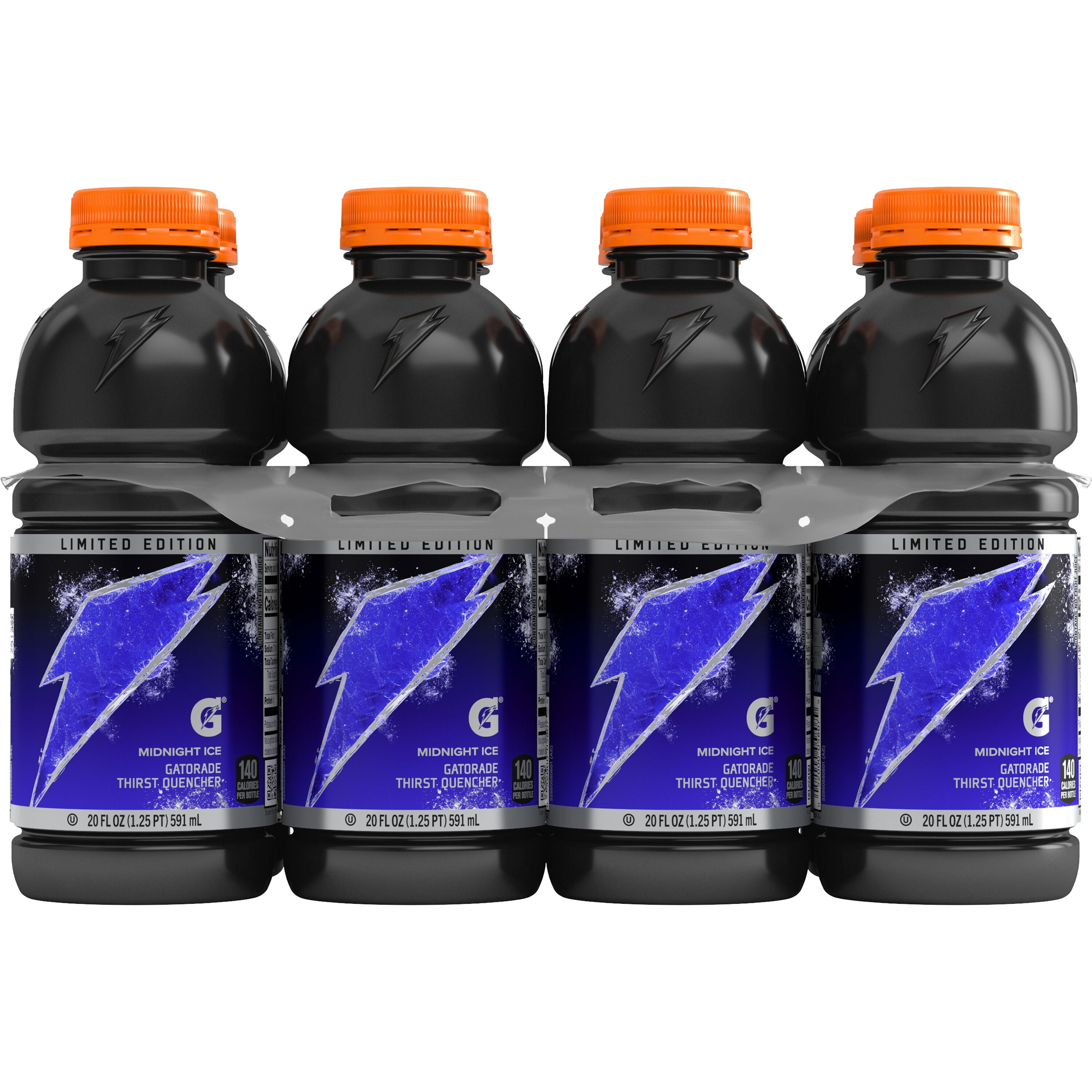 Gatorade Thirst Quencher, Midnight Ice, 20 fl oz, 8 Count Bottles