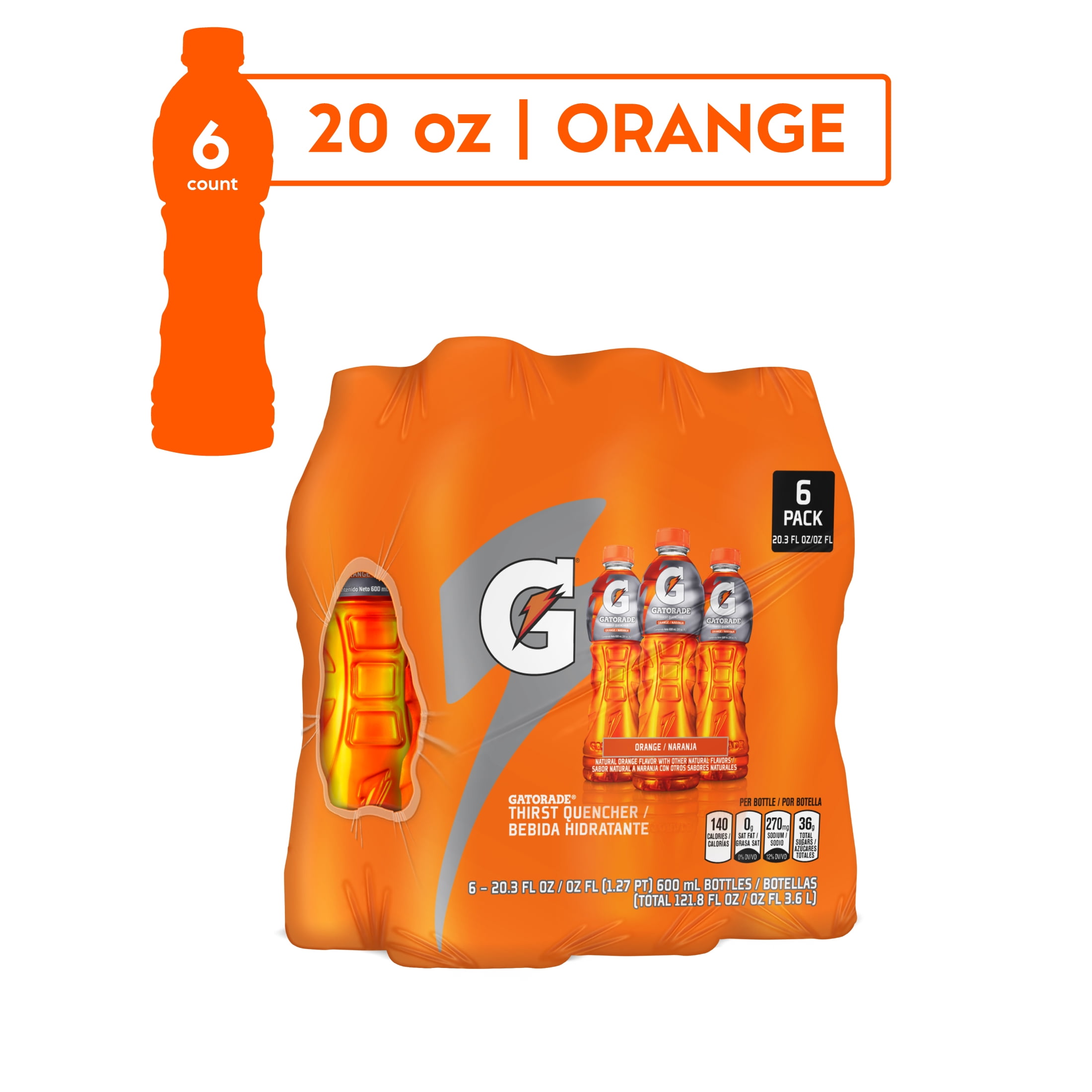 Gatorade Thirst Quencher Orange 20.28 fl oz 6 Count Bottles