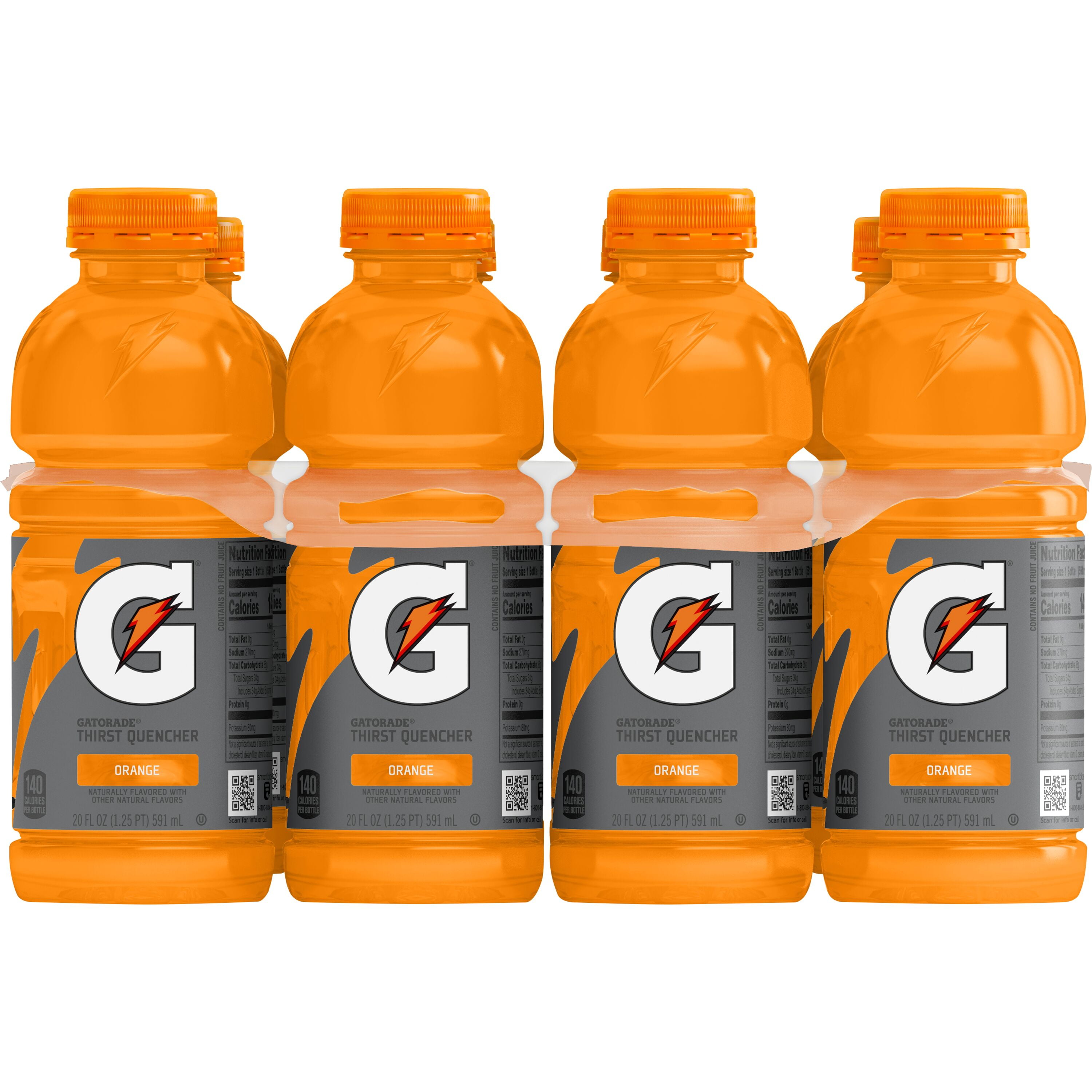 Gatorade Thirst Quencher Orange Sports Drinks, 20 fl oz, 8 Count Bottles