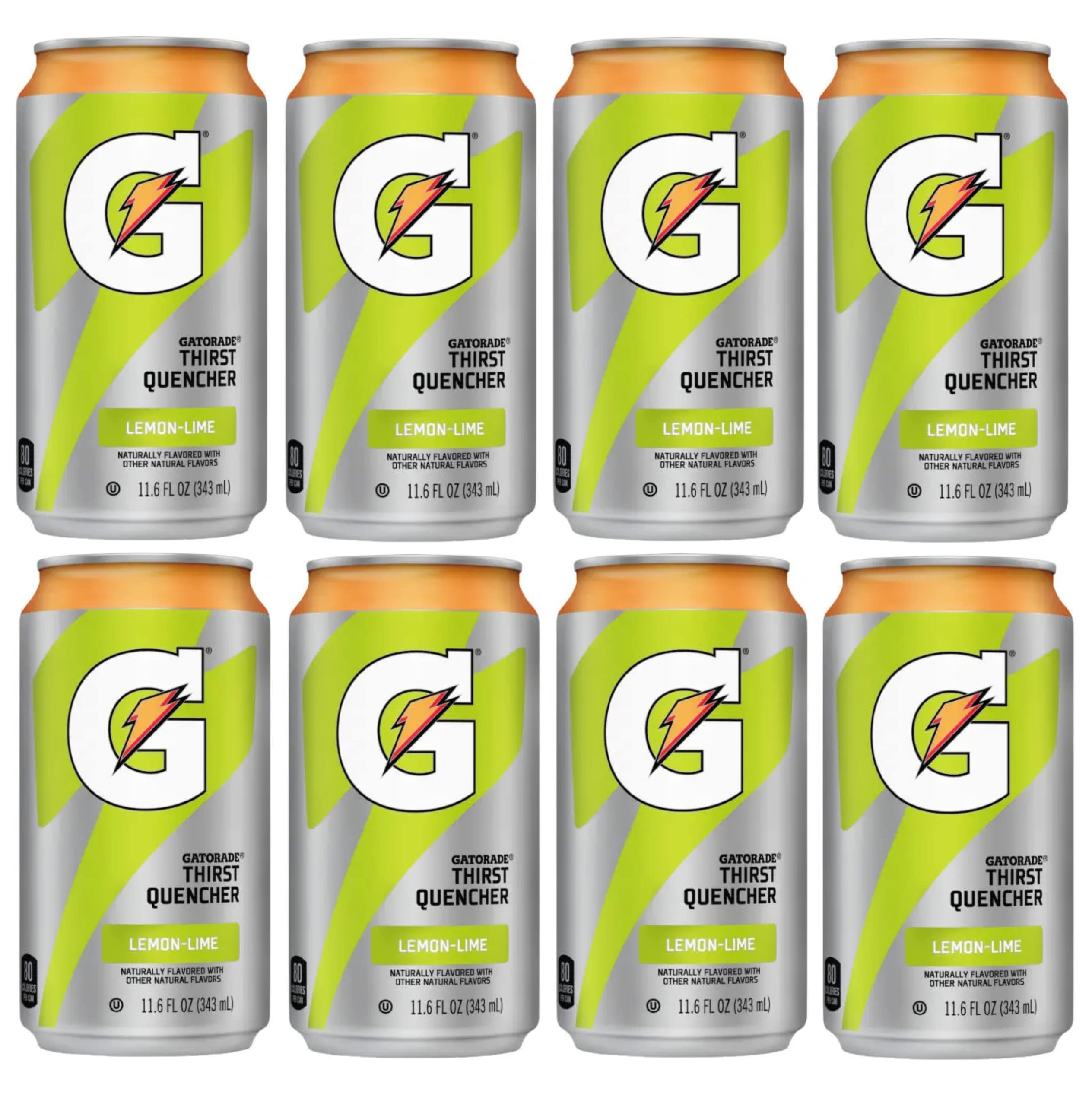 Gatorade Thirst Quencher Refreshing Lemon Lime Flavor 8 Pack of 11.6oz Cans Stay Hydrated
