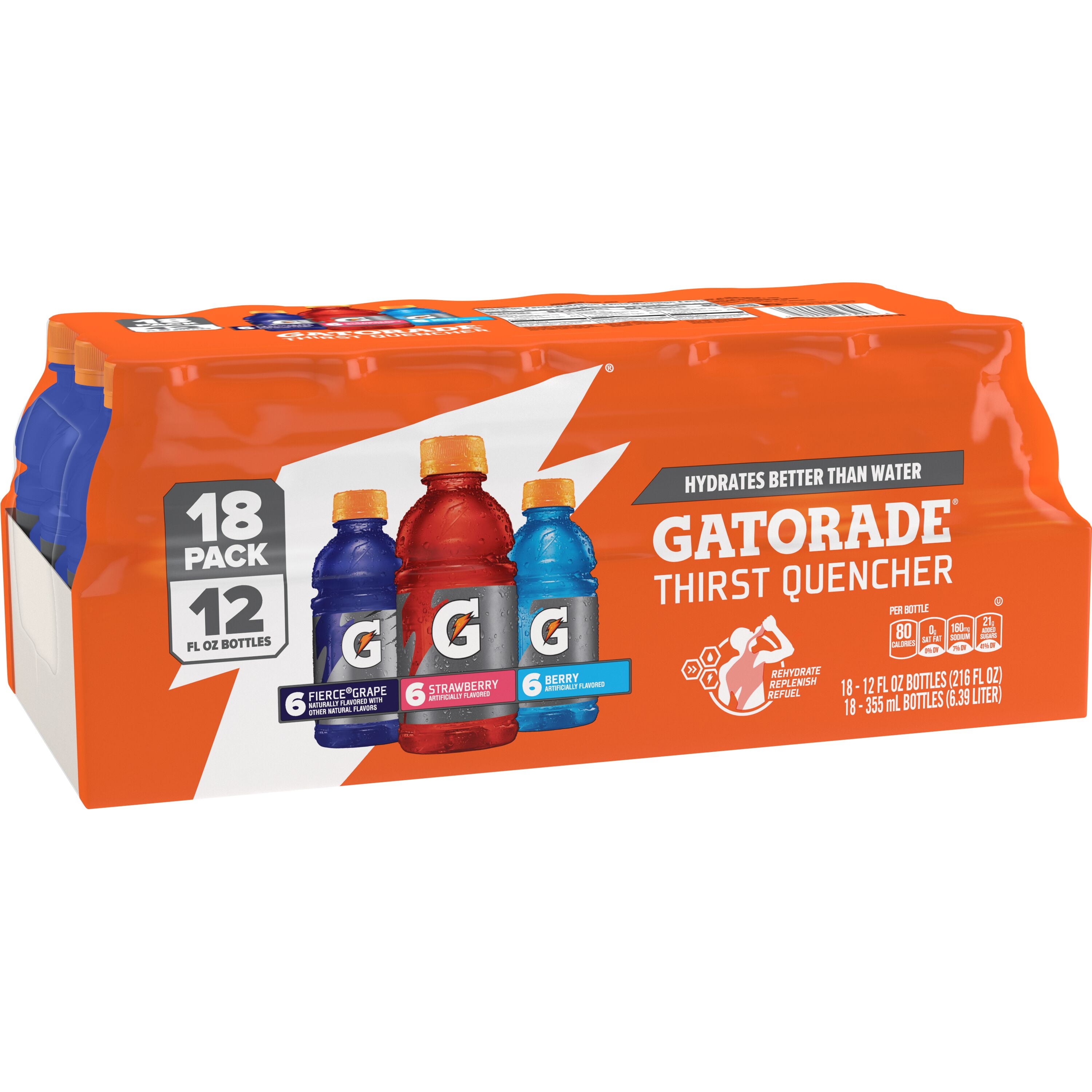 Gatorade Sports Drinks, Grape,Strawberry and Berry Flavored Variety Pack, 12 fl oz, 18 Count Bottles