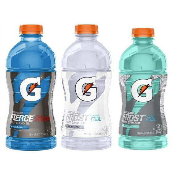 Gatorade Variety Pack Thirst Quencher Sports Drink, 28 oz Bottle, Quantity of 6 (Blue Cherry, Glacier Cherry, Arctic Blitz)