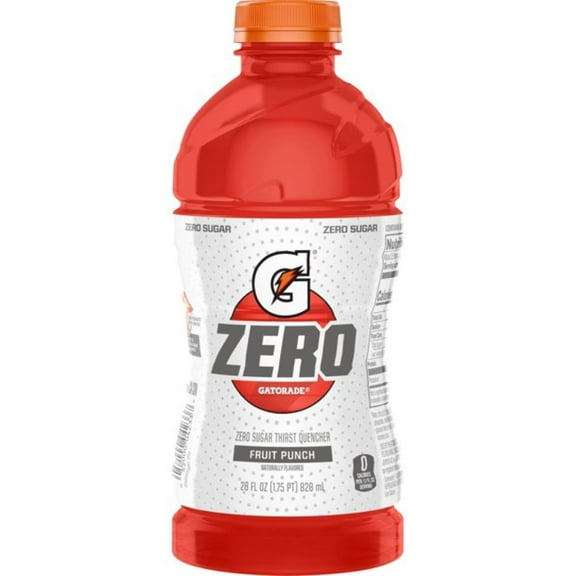 Gatorade Zero Fruit Punch Sport Drink, 28 oz Plastic Bottle, Quantity of 4