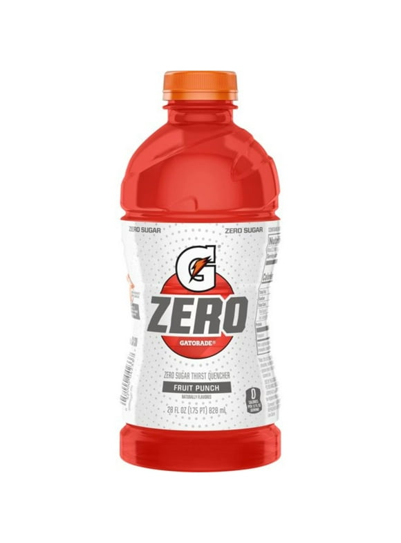Gatorade Zero Fruit Punch Sport Drink, 28 oz Plastic Bottle, Quantity of 8
