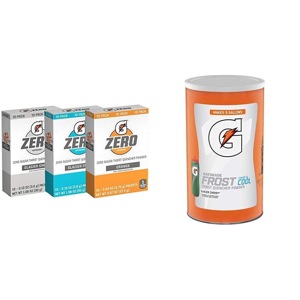 Gatorade Zero Powder, 3 Flavor Variety Pack, 50 Count & Thirst Quencher