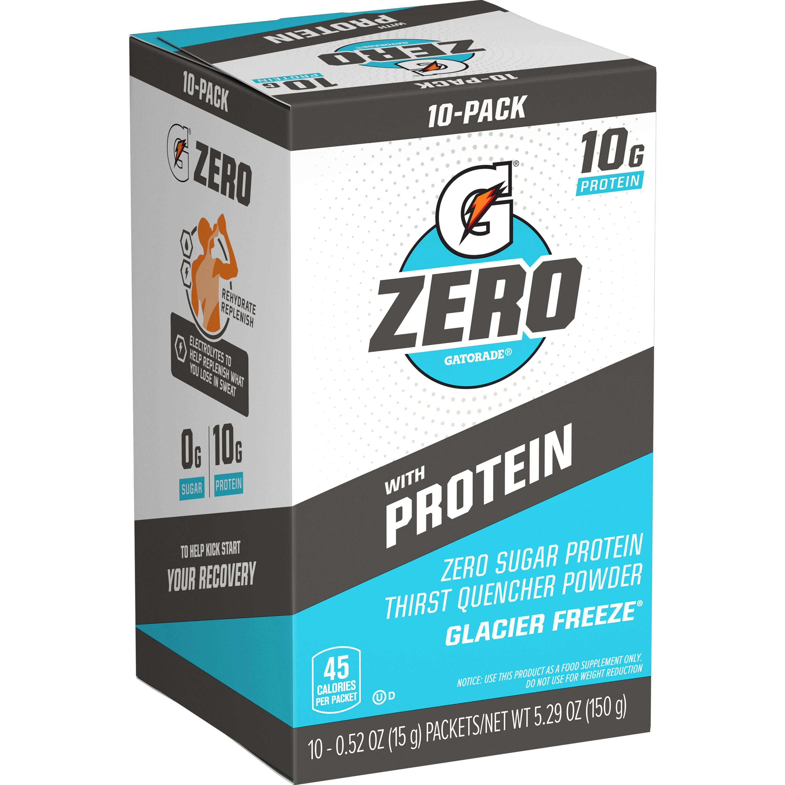 Gatorade Zero Protein Powder Glacier Freeze 0.1 oz, 10 Count