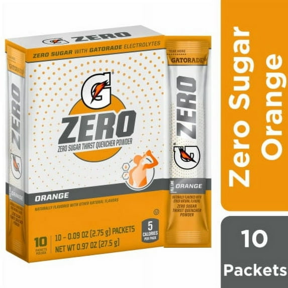 Gatorade Zero Sugar Orange Electrolyte Enhanced Sports Drink Powder - 20 fl oz - 10 ct